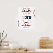 Rookie Baseball 1st Birthday Welcome Sign ポスター (キッチン)