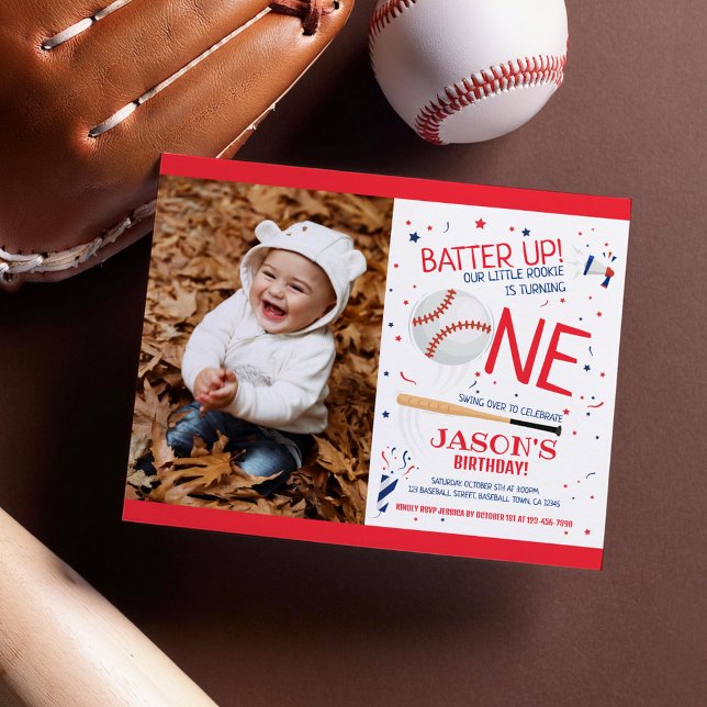 Rookie Baseball Budget写真1st誕生日招待状 (クリエイターアップロード済み)