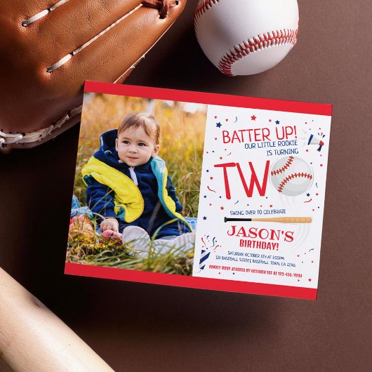 Rookie Baseball Budget写真2nd Birthday招待状