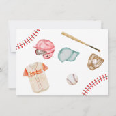 Rookie baseball red blue 1st birthday Photo 招待状 (裏面)