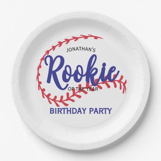 Rookie of the Year 1st Bday Baseball ペーパープレート (正面)