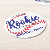 Rookie of the Year 1st Bday Baseball ラウンドペーパーコースター (アングル)