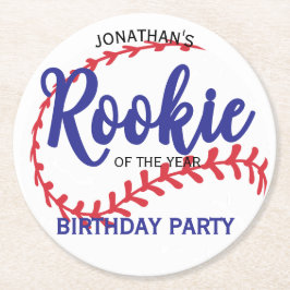 Rookie of the Year 1st Bday Baseball ラウンドペーパーコースター