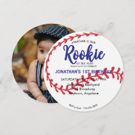 Rookie of the Year 1st Bday Baseball Invitation サンキューカード