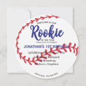 Rookie of the Year 1st Bday Baseball Invitation サンキューカード (正面)