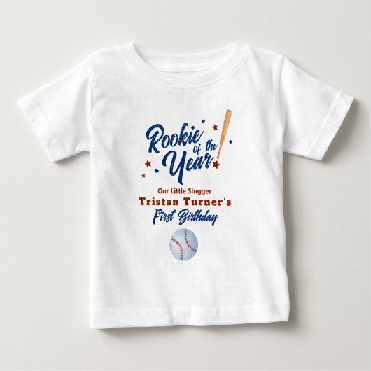 Rookie Of The Year 1st Birthday ベビーTシャツ (正面)