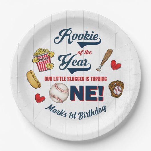 Rookie of the Year 1th Birthday Baseballパーティー ペーパープレート (正面)