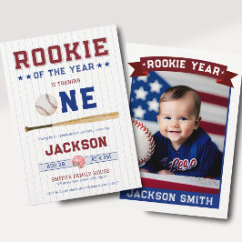 Rookie of the Year 1th Birthday Baseball Photo 招待状