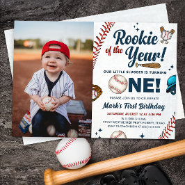 Rookie of the Year 1th Birthday Baseball Photo 招待状