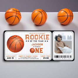 Rookie of the Year 1th Birthday Basketball Photo 招待状