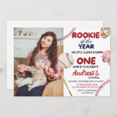 Rookie Of The Year Baseballをテーマにした1回目の誕生日 招待状 (正面/裏面)