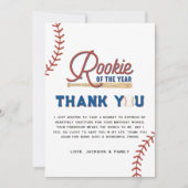 Rookie of the Year Baseball 1st Birthdayパーティーinv サンキューカード (正面)