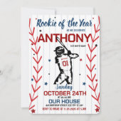 Rookie Of The Year | Baseball 1ST Birthday Party 招待状 (正面)
