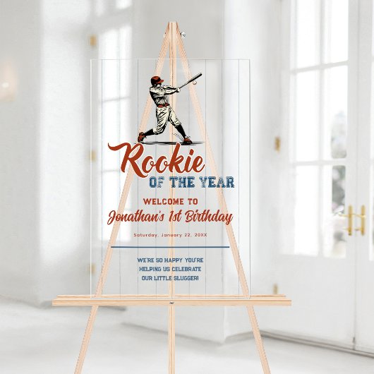Rookie of the Year Baseball 1st Birthday Welcome アクリルサイン
