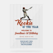 Rookie of the Year Baseball 1st Birthday Welcome アクリルサイン (正面)