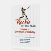 Rookie of the Year Baseball 1st Birthday Welcome アクリルサイン (傾斜)