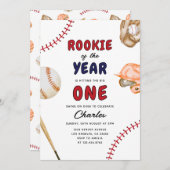 Rookie of the year baseball 1st Sports birthday 招待状 (正面/裏面)