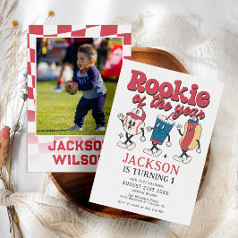 Rookie of the Year Baseball Groovy第1誕生日 招待状