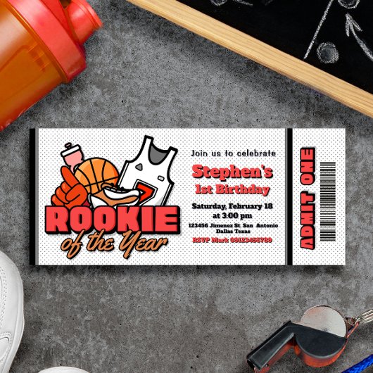 Rookie of the Year - Basketball Ticket Invitation 招待状