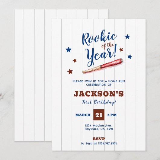 Rookie of the Year Birthday 招待状 (正面/裏面)