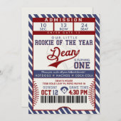 Rookie of the Year Birthday Baseball Ticket 招待状 (正面/裏面)