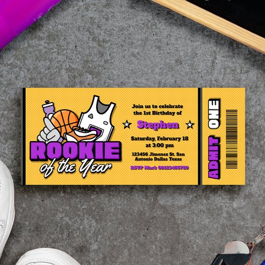 Rookie of the Year - Boy First Birthday Ticket 招待状