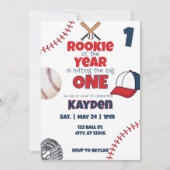 Rookie of the Year first birthday baseball party 招待状 (正面)