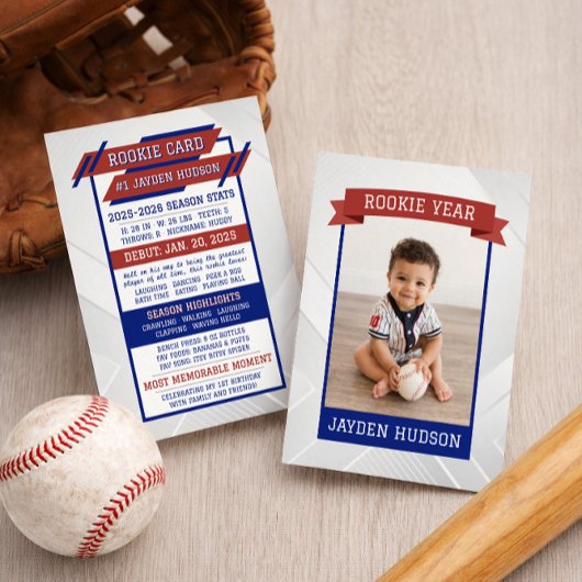 Rookie Year 1st Birthday Milestones Baseball Card エンクロージャーカード