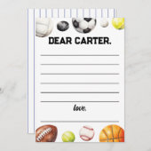 Rookie Year Sports誕生日タイムカプセルカード 招待状 (正面/裏面)