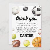 Rookie Year Sports Boy Birthday サンキューカード (正面)