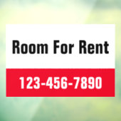 Room For Rent Red Black and White Phone Number ウィンドウサイン (シート3)