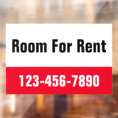 Room For Rent Red Black and White Phone Number ウィンドウサイン (シート2)