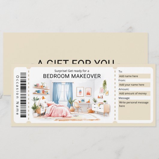 Room Makeover Gift Certificate 招待状 (正面/裏面)