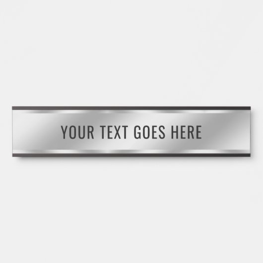 Room Name Your Custom Text Template Faux Silver サインプレート (正面)