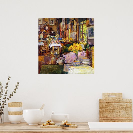 Room of Flowers by Frederick Childe Hasssam ポスター (キッチン)