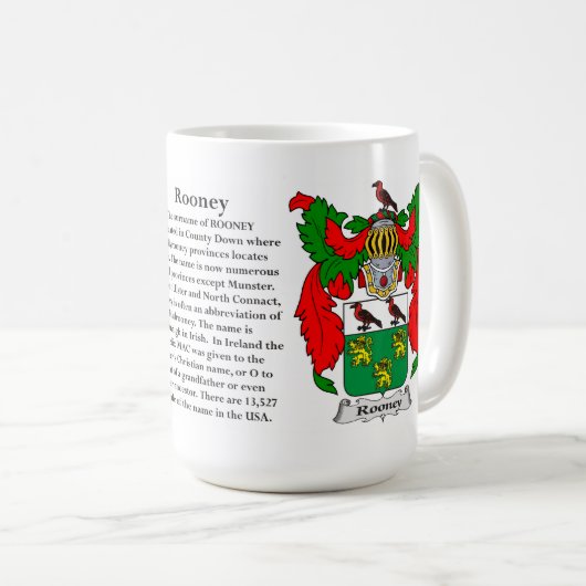 Rooney家族の紋章付き外衣 コーヒーマグカップ (正面右)