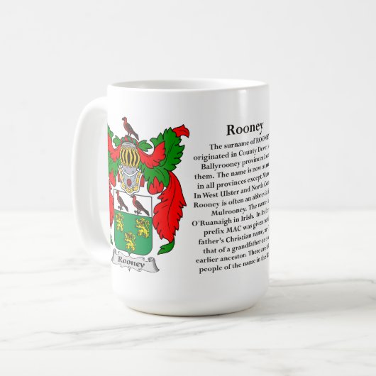 Rooney家族の紋章付き外衣 コーヒーマグカップ (正面左)