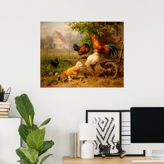 RoosterとHens Carl Jutzデジタルの精巧 ポスター (ホームオフィス)