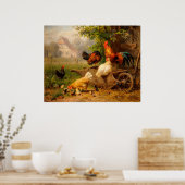 RoosterとHens Carl Jutzデジタルの精巧 ポスター (キッチン)