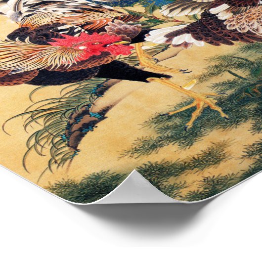 Rooster and Hen with Hydrangeas by Ito Jakuchu ポスター (角)