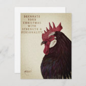 Rooster Art Christmas Card – Strength & Personalit シーズンカード (正面/裏面)