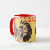 Rooster Art Good Morning Mug Yellow Red Modern マグカップ (正面左)