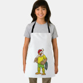 Rooster as Batsman with Cricket bat エプロン (インサイチュ)
