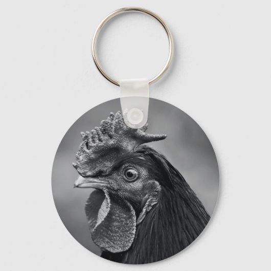 Rooster Black and White キーホルダー (正面)