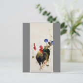 Rooster, Chick and Morning Glory, Watanabe Seitei ポストカード (スタンド正面)