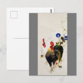 Rooster, Chick and Morning Glory, Watanabe Seitei ポストカード (正面/裏面)