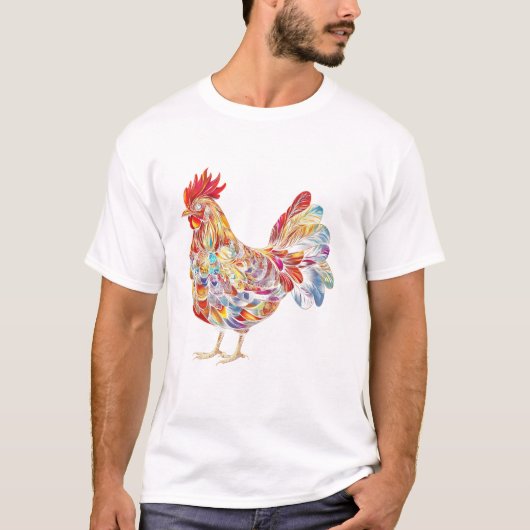 Rooster Chicken Bird Colorful Tシャツ (正面)