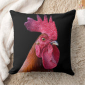 Rooster chicken pillow (black background) クッション (ブランケット)