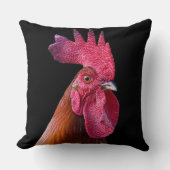 Rooster chicken pillow (black background) クッション (正面)