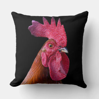 Rooster chicken pillow (black background) クッション